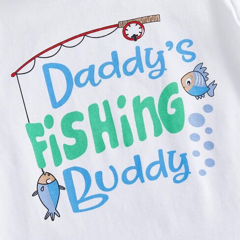 2Pcs Toddler Baby Boy Clothes Daddy's Fishing Buddy Short Sleeve T-Shirt Tops Shorts Pants Set Summer Outfits in Kuwait