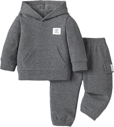 Toddler Baby Boy Clothes Long Sleeve Hoodie Sweatshirt Solid Sweatsuit Jogger Set Infant Boys Fall Winter Outfit in Kuwait