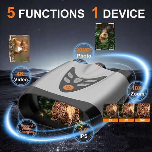 Night Vision Goggles Binoculars Gift for Men Dad Husband | 4K IR, 10X Zoom, 3.0" HD Screen, 3000mAh Battery, Day&Night Use, Wildlife/Camp, Unique Tech Gift,Bday/Xmas/FatherDay in Kuwait