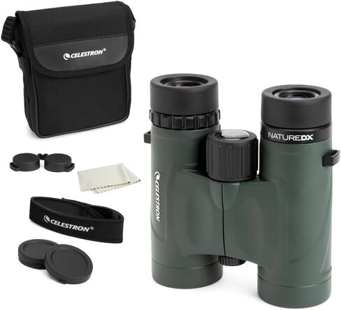 Celestron Nature DX 10x32 Waterproof Birding Binoculars | 32mm Objective Lenses, 10x Magnification, Wide 7.4° Field of View, Phase-Coated BaK-4 Prisms, Fogproof Construction in Kuwait