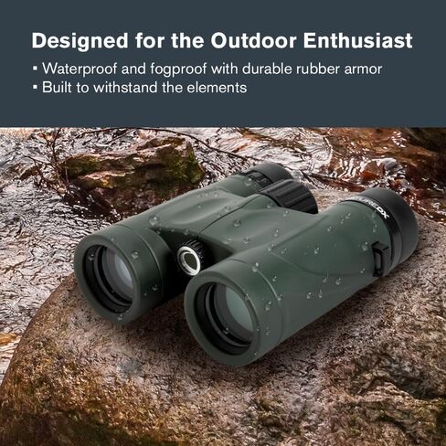 Celestron Nature DX 10x32 Waterproof Birding Binoculars | 32mm Objective Lenses, 10x Magnification, Wide 7.4° Field of View, Phase-Coated BaK-4 Prisms, Fogproof Construction in Kuwait