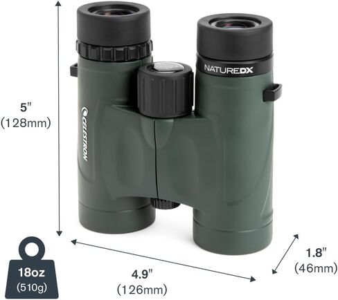 Celestron Nature DX 10x32 Waterproof Birding Binoculars | 32mm Objective Lenses, 10x Magnification, Wide 7.4° Field of View, Phase-Coated BaK-4 Prisms, Fogproof Construction in Kuwait