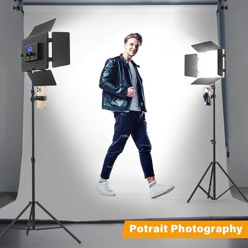 2 Pack Led Video Light Panel Light with Barndoor&79'' Stand-8000mAh in Kuwait