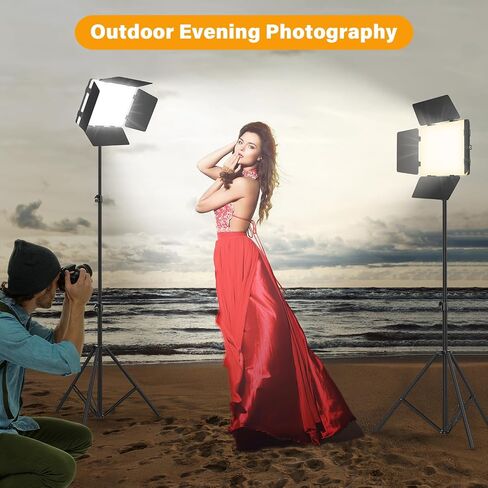2 Pack Led Video Light Panel Light with Barndoor&79'' Stand-8000mAh in Kuwait