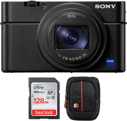 Sony Cyber-Shot RX100 VII (DSC-RX100M7) Premium Compact Digital Camera Bundle with Sandisk 128GB Memory Card, Triple Battery Pack, Travel Deco Gear Case & Photography Accessory Kit in Kuwait