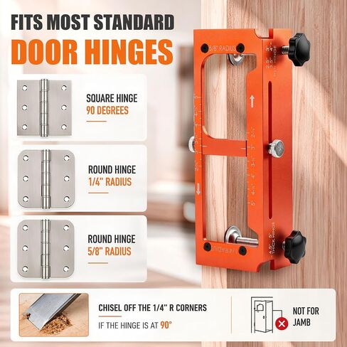 Door Hinge Jig & Door Lock Installation Kit Aluminum Alloy Template | Hinge Mortising from 2.5" to 5" and Types of Square, 1/4",5/8" Radius, Door Hole Drilling Kit for Knob and Deadbolt in Kuwait
