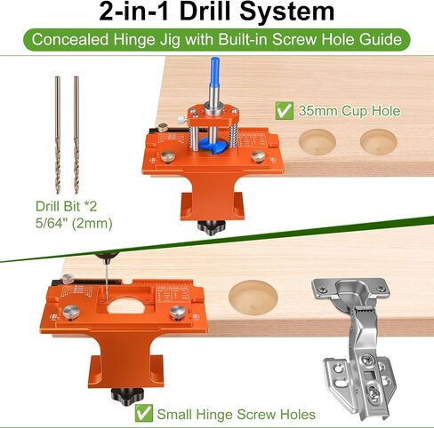 Metal Concealed Hinge Jig, Cabinet Hinge Jig, Door Installation Kit | 35mm Cabinet Door Jig with Built-in Screw Hole Guide and Wider Offset from 2 to 8mm, Woodworking Cabinet Hinges Mounting Tool in Kuwait