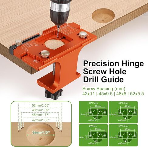 Metal Concealed Hinge Jig, Cabinet Hinge Jig, Door Installation Kit | 35mm Cabinet Door Jig with Built-in Screw Hole Guide and Wider Offset from 2 to 8mm, Woodworking Cabinet Hinges Mounting Tool in Kuwait
