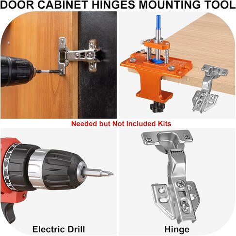 Metal Concealed Hinge Jig, Cabinet Hinge Jig, Door Installation Kit | 35mm Cabinet Door Jig with Built-in Screw Hole Guide and Wider Offset from 2 to 8mm, Woodworking Cabinet Hinges Mounting Tool in Kuwait
