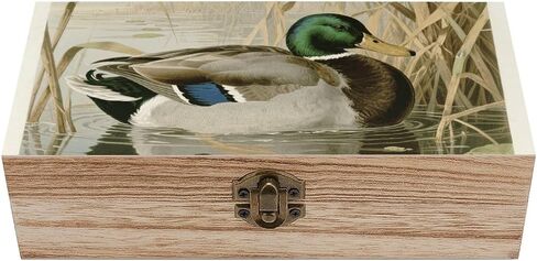 Natural Duck Wooden Storage Box with Hinged Lid for Photo | Wood Keepsake Box, Dustproof Storage Box, Decorative Treasure Chest, Memory Box for Crafts Coins Stamps Letters Jewelry in Kuwait