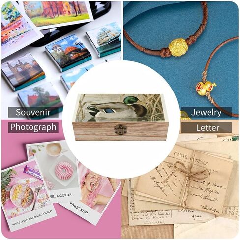 Natural Duck Wooden Storage Box with Hinged Lid for Photo | Wood Keepsake Box, Dustproof Storage Box, Decorative Treasure Chest, Memory Box for Crafts Coins Stamps Letters Jewelry in Kuwait