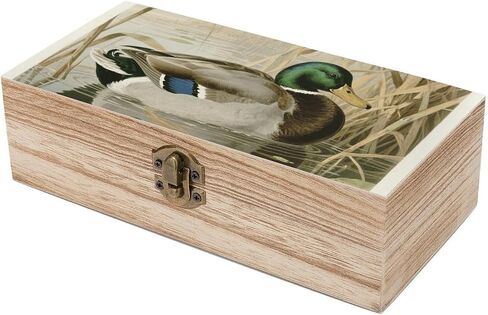 Natural Duck Wooden Storage Box with Hinged Lid for Photo | Wood Keepsake Box, Dustproof Storage Box, Decorative Treasure Chest, Memory Box for Crafts Coins Stamps Letters Jewelry in Kuwait
