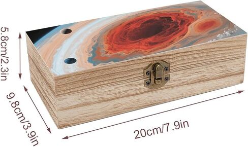 Jupiter Red Spot Wooden Storage Box with Hinged Lid for Photo | Wood Keepsake Box, Dustproof Storage Box, Decorative Treasure Chest, Memory Box for Crafts Coins Stamps Letters Jewelry in Kuwait