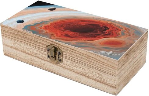 Jupiter Red Spot Wooden Storage Box with Hinged Lid for Photo | Wood Keepsake Box, Dustproof Storage Box, Decorative Treasure Chest, Memory Box for Crafts Coins Stamps Letters Jewelry in Kuwait