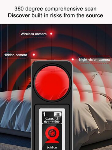 Hidden Camera Signal Detector/WiFi Scanner Hidden Device Detector/Anti-Spy Camera Finder/GPS Tracker/Multiple Modes for Hotel, Bathroom, Office, Car Travel Security (Black/White) (Black) in Kuwait