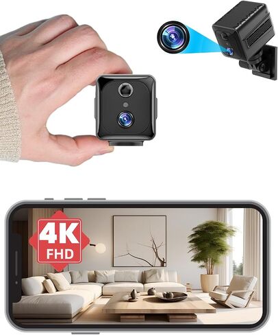 Mini WiFi Spy Camera Wireless Hidden Small Nanny Cam Home Security Surveillance Indoor Cam with Phone APP Control Night Vision Motion Detection in Kuwait