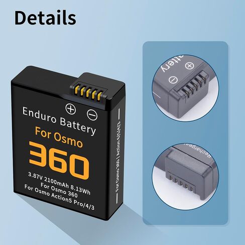 3-Pack Osmo 360 Battery, 3-Channel 27W Charger for DJI Action 6/5 Pro/4/3 | Fast Bi-Directional Charger Hub, Compatible for DJI Osmo Action 5 Pro, Action 4, Action 3 and USB-C Cable 2100mAh in Kuwait