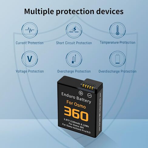 3-Pack Osmo 360 Battery, 3-Channel 27W Charger for DJI Action 6/5 Pro/4/3 | Fast Bi-Directional Charger Hub, Compatible for DJI Osmo Action 5 Pro, Action 4, Action 3 and USB-C Cable 2100mAh in Kuwait
