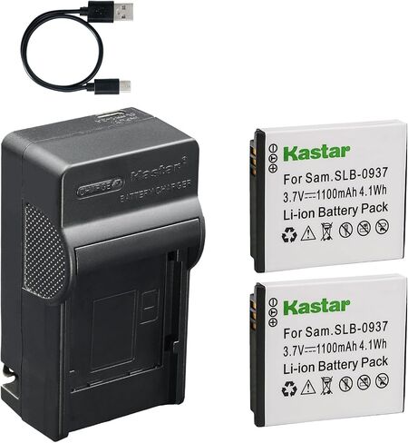 Kastar 1-Pack Battery and AC & USB-C Charger Compatible with SLB-0937 Camera for Samsung CL5 CL50 CL80 I8 L730 L735 L830 NV4 NV33 ST10 Digital Camera in Kuwait