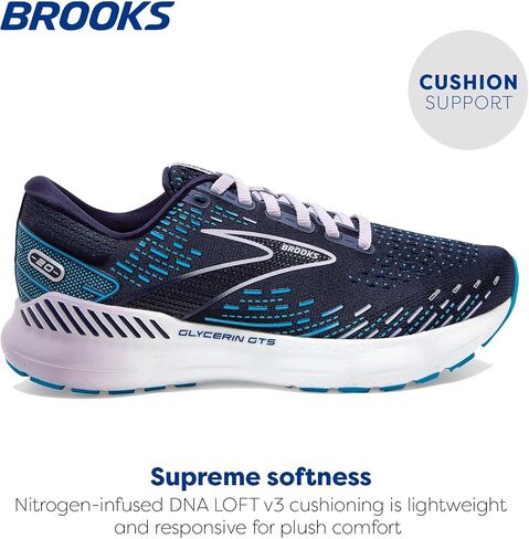 Brooks Women's Glycerin GTS 20 Supportive Running Shoe - Peacoat/Ocean/Pastel Lilac - 8.5 Medium in Kuwait