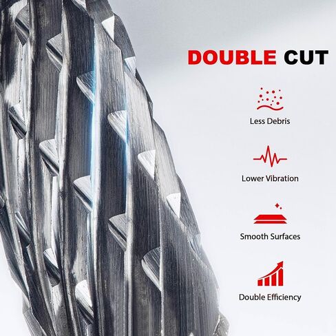 HAUTMEC Tungsten Carbide Rotary Burr Bit YG6, 1/4" Shank Double Cut Die Grinder Bit, Low Vibration Precision Rotary File for Metal Grinding, Engraving & Deburring (12MM Conical), HT0157 in Kuwait