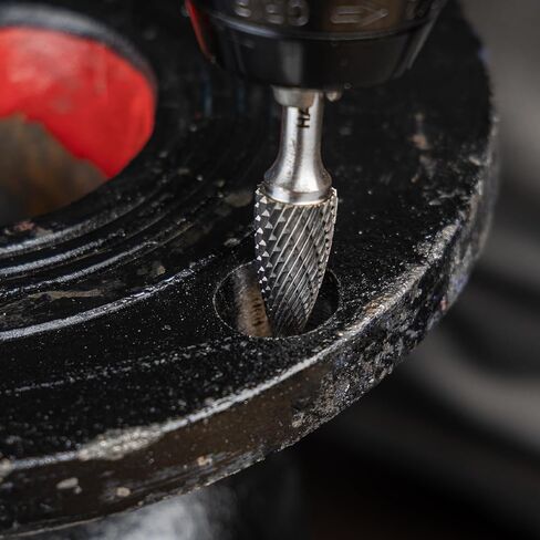 HAUTMEC Tungsten Carbide Rotary Burr Bit YG6, 1/4" Shank Double Cut Die Grinder Bit, Low Vibration Precision Rotary File for Metal Grinding, Engraving & Deburring (12MM Conical), HT0157 in Kuwait