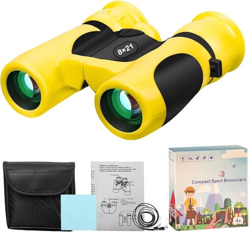 BLACKICE Binoculars for Kids, High-Resolution 8x21, Kids Binoculars Gift Set for Boys & Girls, Shockproof & Compact for Bird Watching, Travel, Hiking, Camping, Hunting, Children Outdoor Gear (Yellow) in Kuwait