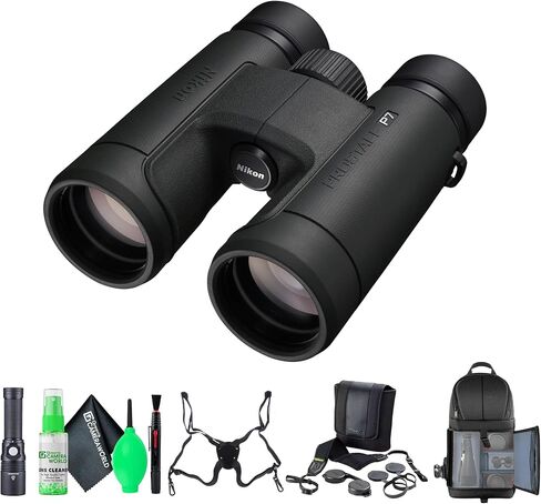 Nikon PROSTAFF P7 10x42 Binoculars Waterproof Fogproof 10x Magnification Multilayer Coated Optics Locking Diopter Outdoor Viewing Bundle with Sling Backpack, Cleaning Kit and More (10pc kit) in Kuwait