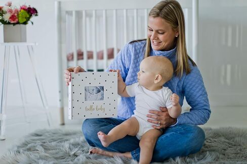 Pearhead Hello Baby Photo Album, Keepsake Book for New and Expecting Parents, Gender-Neutral Baby Accessory, Ideal Gift for Baby Shower, Holds 200 Pictures, Black and Gold Polka Dot | Holds 200 4x6" Pictures with Space for Notes, Memory Keepsake Book for  in Kuwait
