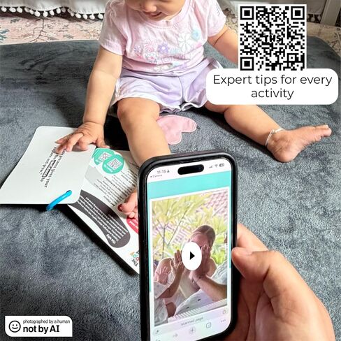 Happy Start Award-Winning Activity Cards, Baby Milestone Cards, 0-12 Months | 28 baby activity cards, expert tips with video, newborn essentials, perfect for new parents & baby's first year, shower gift in Kuwait
