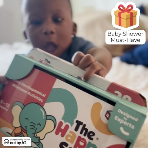 Happy Start Award-Winning Activity Cards, Baby Milestone Cards, 0-12 Months | 28 baby activity cards, expert tips with video, newborn essentials, perfect for new parents & baby's first year, shower gift in Kuwait