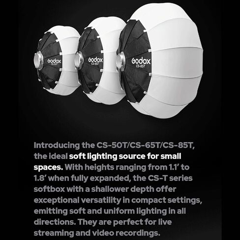 Godox CS-65T 65cm/25.6inch Lantern Softbox with Skirt, Bowens Mount Soft Boxes for Small Space Light Diffuser for Godox SL60W SK400II SL150 II, UL150, VL150 for Video Recording, Live Streaming, etc in Kuwait