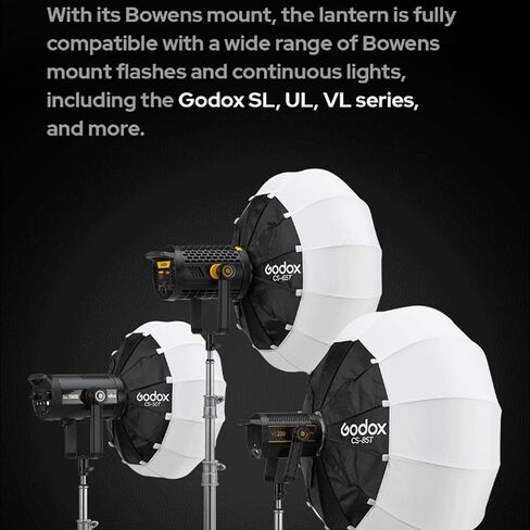 Godox CS-65T 65cm/25.6inch Lantern Softbox with Skirt, Bowens Mount Soft Boxes for Small Space Light Diffuser for Godox SL60W SK400II SL150 II, UL150, VL150 for Video Recording, Live Streaming, etc in Kuwait