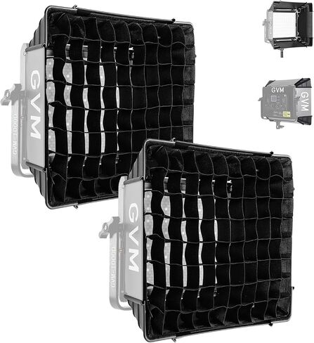GVM Foldable Softbox with Diffusers/Honeycomb Grid, 2 Packs Softbox Lighting Kit Compatible with GVM 680RS/880RS/1000D RGB Video Light for YouTube/Portrait Photography/Product Shoots/Live Streaming in Kuwait
