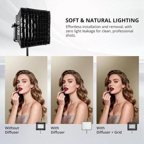 GVM Foldable Softbox with Diffusers/Honeycomb Grid, 2 Packs Softbox Lighting Kit Compatible with GVM 680RS/880RS/1000D RGB Video Light for YouTube/Portrait Photography/Product Shoots/Live Streaming in Kuwait