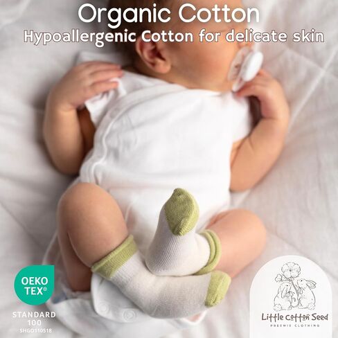 Organic Preemie Socks 4 Pairs Soft Micro Preemie Socks Baby Girls Boys Premature Cotton Newborns 2-5 lbs – Hypoallergenic in Kuwait