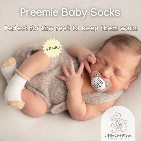 Organic Preemie Socks 4 Pairs Soft Micro Preemie Socks Baby Girls Boys Premature Cotton Newborns 2-5 lbs – Hypoallergenic in Kuwait