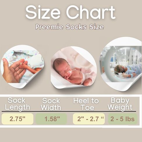Organic Preemie Socks 4 Pairs Soft Micro Preemie Socks Baby Girls Boys Premature Cotton Newborns 2-5 lbs – Hypoallergenic in Kuwait