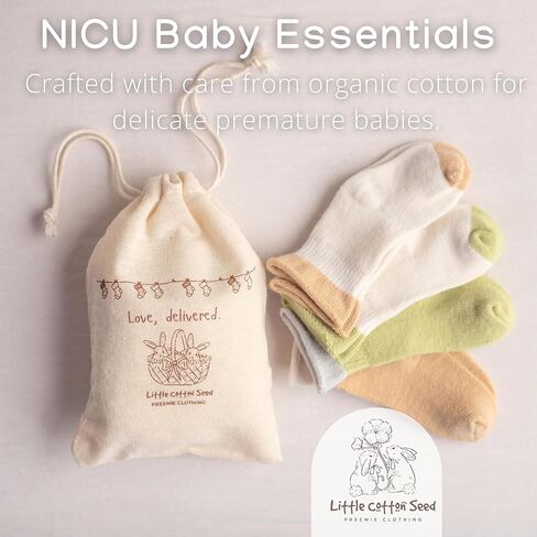 Organic Preemie Socks 4 Pairs Soft Micro Preemie Socks Baby Girls Boys Premature Cotton Newborns 2-5 lbs – Hypoallergenic in Kuwait