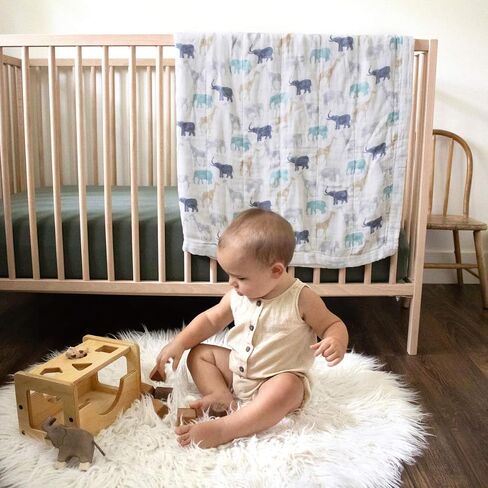 aden + anais Silky Soft Dream Blanket, 100% Viscose Bamboo Muslin Baby Blankets for Girls & Boys, Nursery Crib Blanket, Shower & Registry Gift, Expedition Elephants and Giraffes in Kuwait