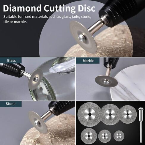25Pcs Rotary Tool Cutting Disc Set, 2.35mm Shank HSS Saw Blades, Diamond Wheels & Resin Discs for Wood, Metal, Stone, Glass, Plastic - Ideal for DIY Makers, Model Builders & Crafting in Kuwait
