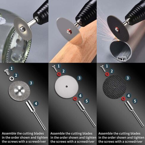25Pcs Rotary Tool Cutting Disc Set, 2.35mm Shank HSS Saw Blades, Diamond Wheels & Resin Discs for Wood, Metal, Stone, Glass, Plastic - Ideal for DIY Makers, Model Builders & Crafting in Kuwait