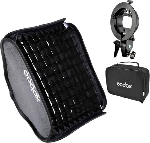Godox S Type Bracket Bowens Holder S Mount Holder with Foldable 80x80cm /32x32 inches Softbox and Honeycomb Grid & Bag Kit for Flash Camera Studio Photography in Saudi Arabia