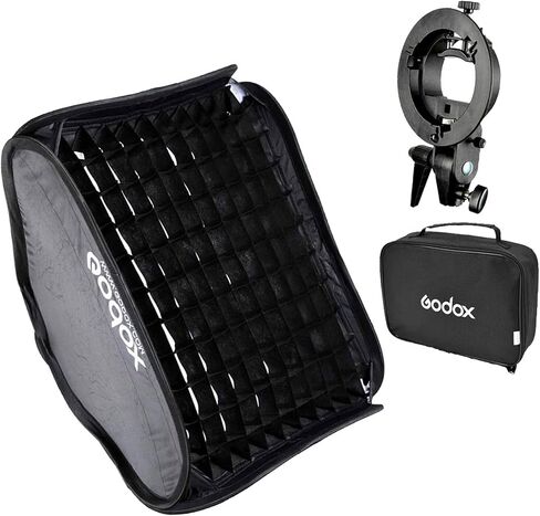 Godox S Type Bracket Bowens Holder S Mount Holder with Foldable 80x80cm /32x32 inches Softbox and Honeycomb Grid & Bag Kit for Flash Camera Studio Photography in Saudi Arabia