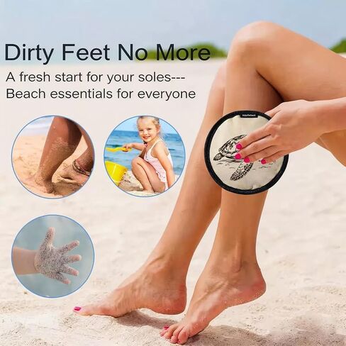 Sand Wiping Bag - Cotton Beach Dust-Off Pouch, Removes Grit from Feet, Portable, 5.9"x7.5"x0.7",Turtle in Kuwait