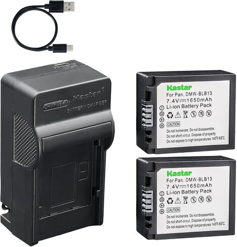 Kastar 4-Pack Battery and AC & USB-C Charger, Compatible with Panasonic DMW-BLB13 BLB13E, for Lumix DMC-G1 G2 G10 GF1 GH1 Mirrorless Cameras in Kuwait