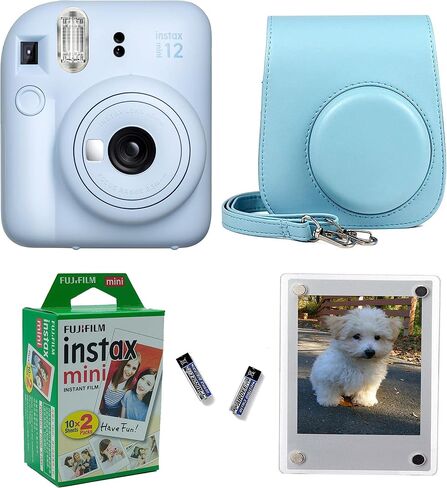 Fujifilm Instax Mini 12 Instant Camera + Pro Design Protective Case & Magnetic Lucite Frames, 20 Sheets (Pastel Blue) in Kuwait