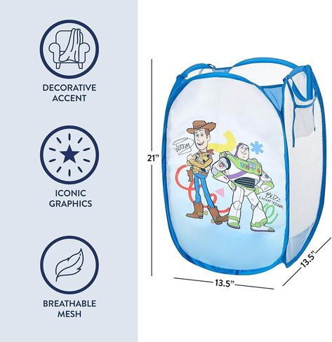 Disney Pixar Toy Story Pop-Up Hamper,Collapsible Laundry Basket with Durable Handles,Lightweight Storage Bin for Kids' Bedroom, Nursery, or Playroom,Blue in Kuwait