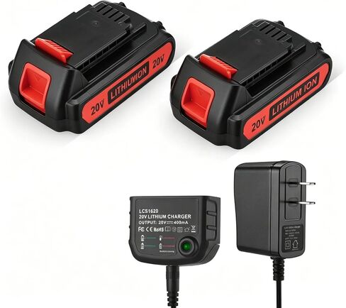 2 Pack LBXR20 3.0Ah Apply for Black and Decker 20v Lithium Battery | apply for LB20 LBX4020, with 16V/20V Multiple Volt Output Battery Charger in Kuwait