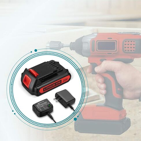 2 Pack LBXR20 3.0Ah Apply for Black and Decker 20v Lithium Battery | apply for LB20 LBX4020, with 16V/20V Multiple Volt Output Battery Charger in Kuwait